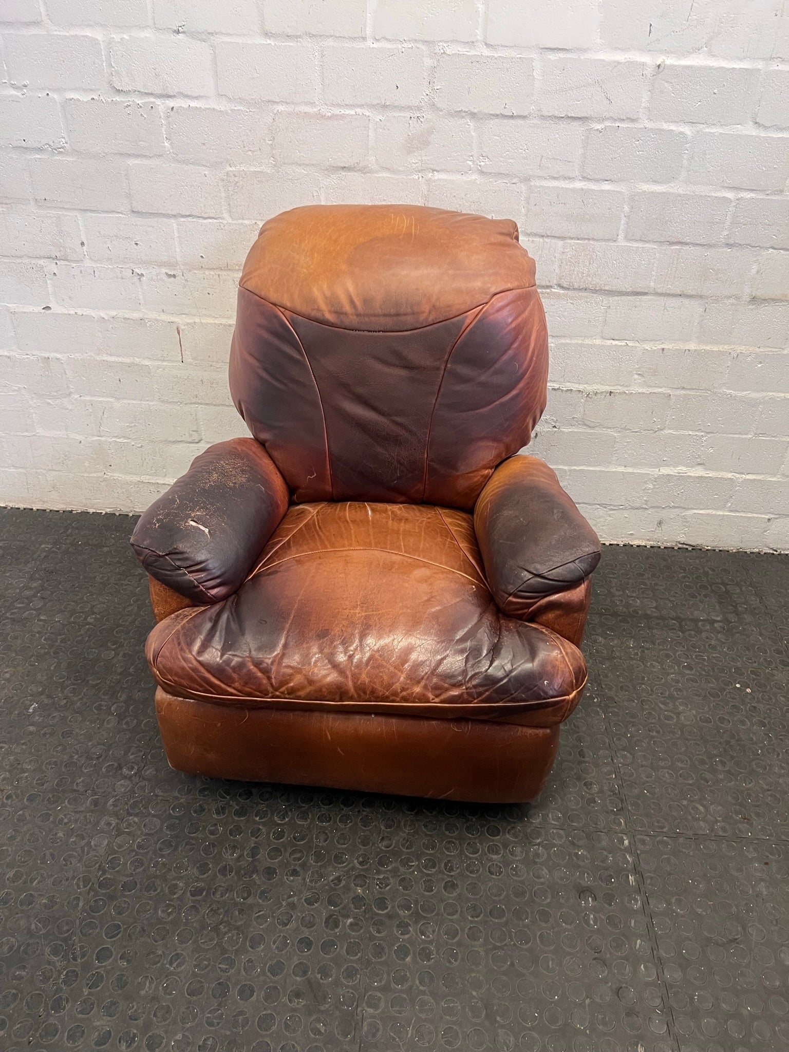 Brown Leather One Seater Recliner (Doesn't Recline)