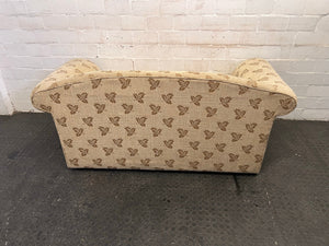 Cream Leaf Patterned Two Seater Couch - REDUCED