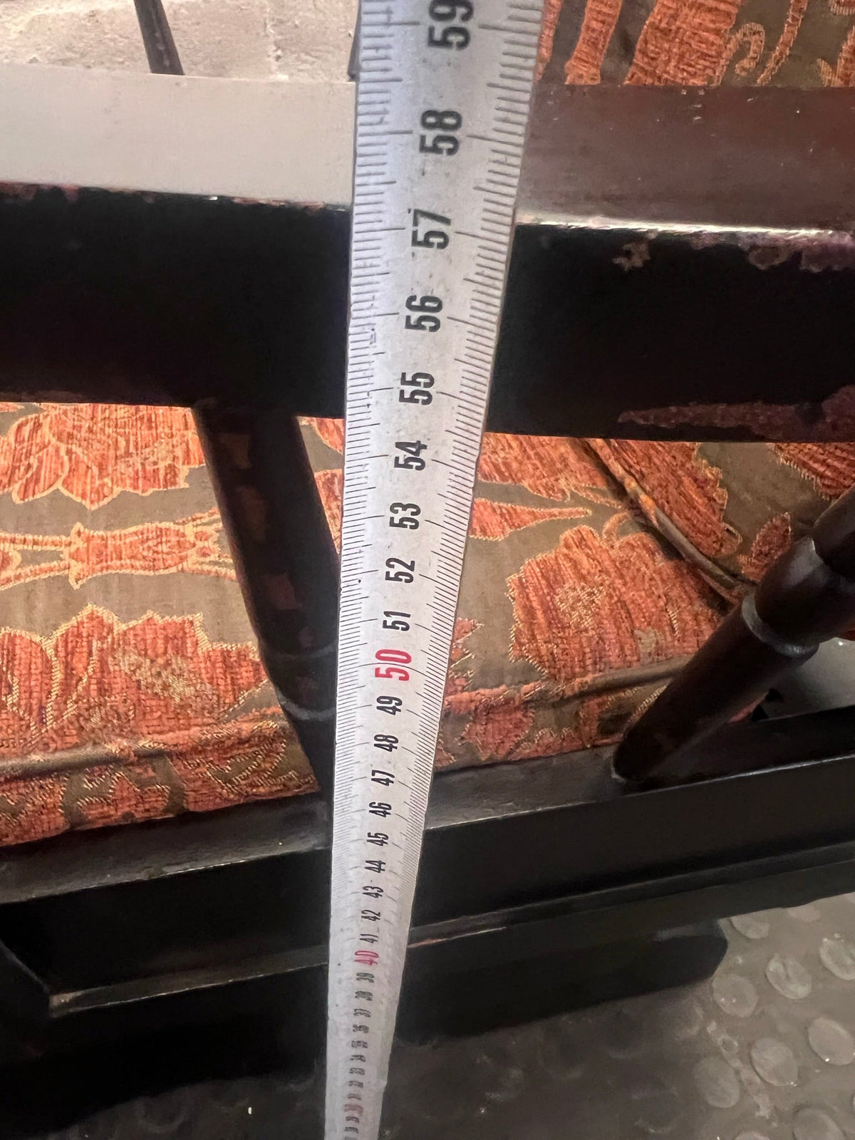 Floral Embroidered Cushioned Arm Chair with Wooden Frame