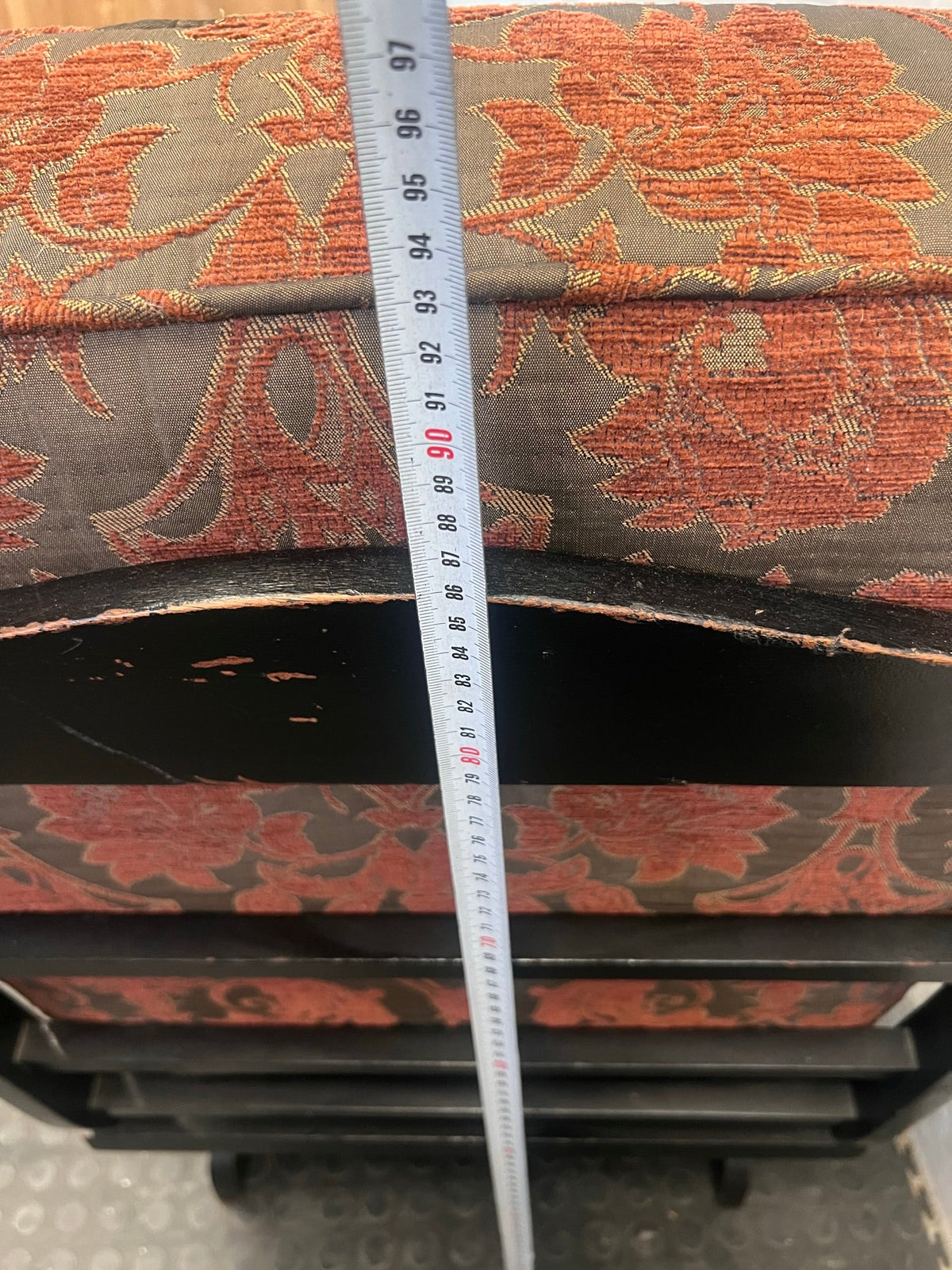 Floral Embroidered Cushioned Arm Chair with Wooden Frame