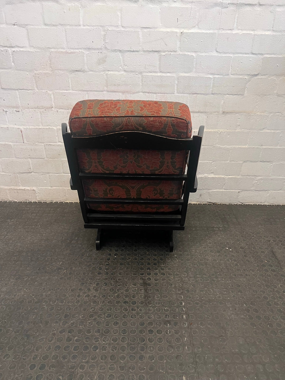 Floral Embroidered Cushioned Arm Chair with Wooden Frame