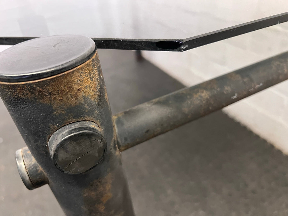 Large Glass Top Outdoor Table (Slightly Rusted)