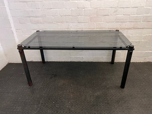 Large Glass Top Outdoor Table (Slightly Rusted)