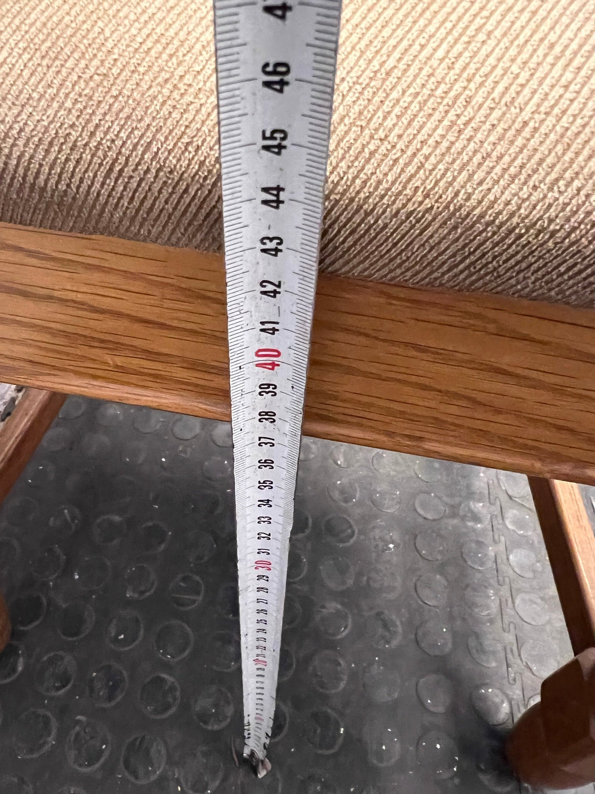 Wooden Framed Beige Cushioned Dining Chair with Arm Rests