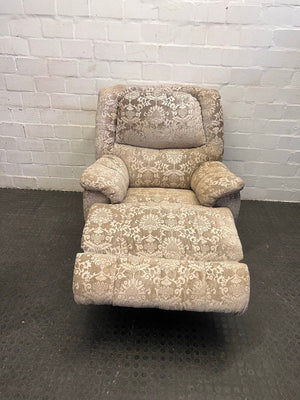Beige and Cream Patterned Lazy Boy Recliner