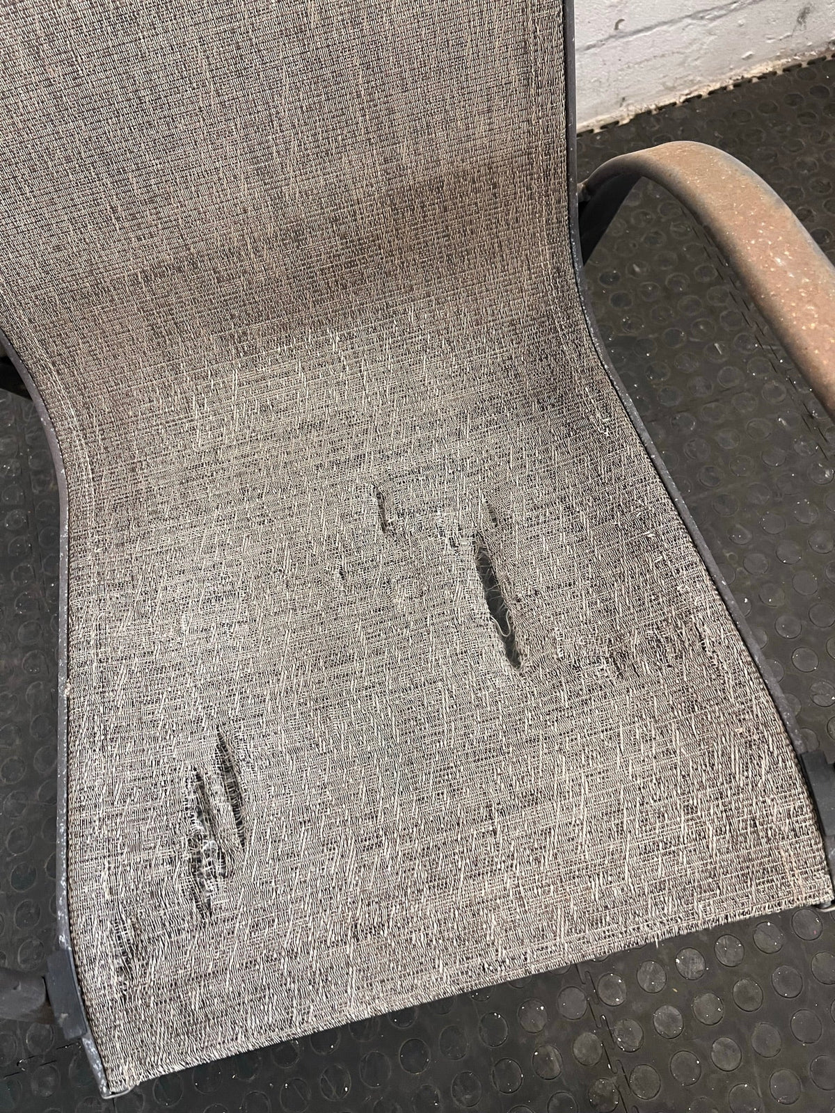 Grey Metal Framed Patio Chair (Some Tears in Material)