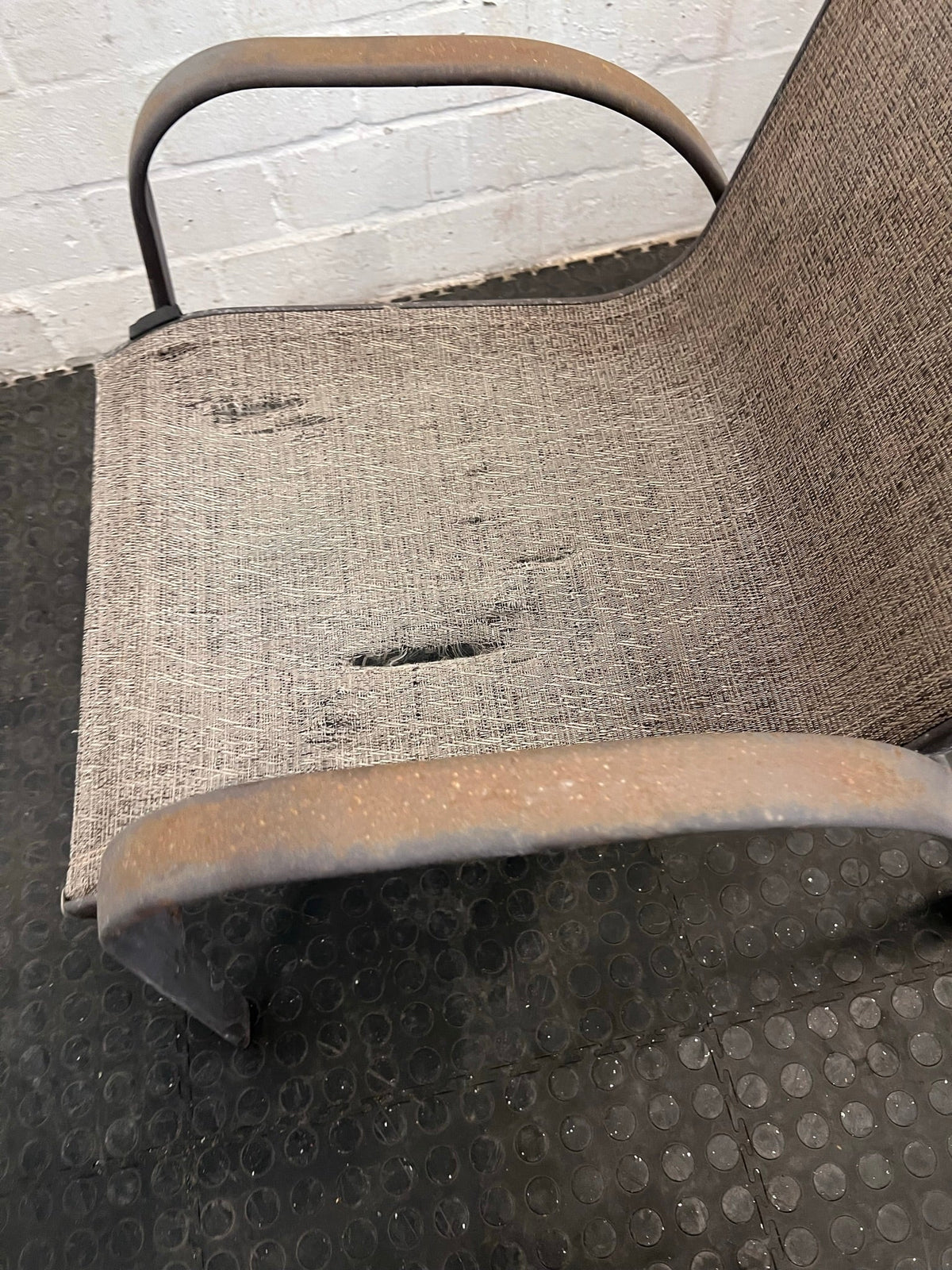 Grey Metal Framed Patio Chair (Some Tears in Material)