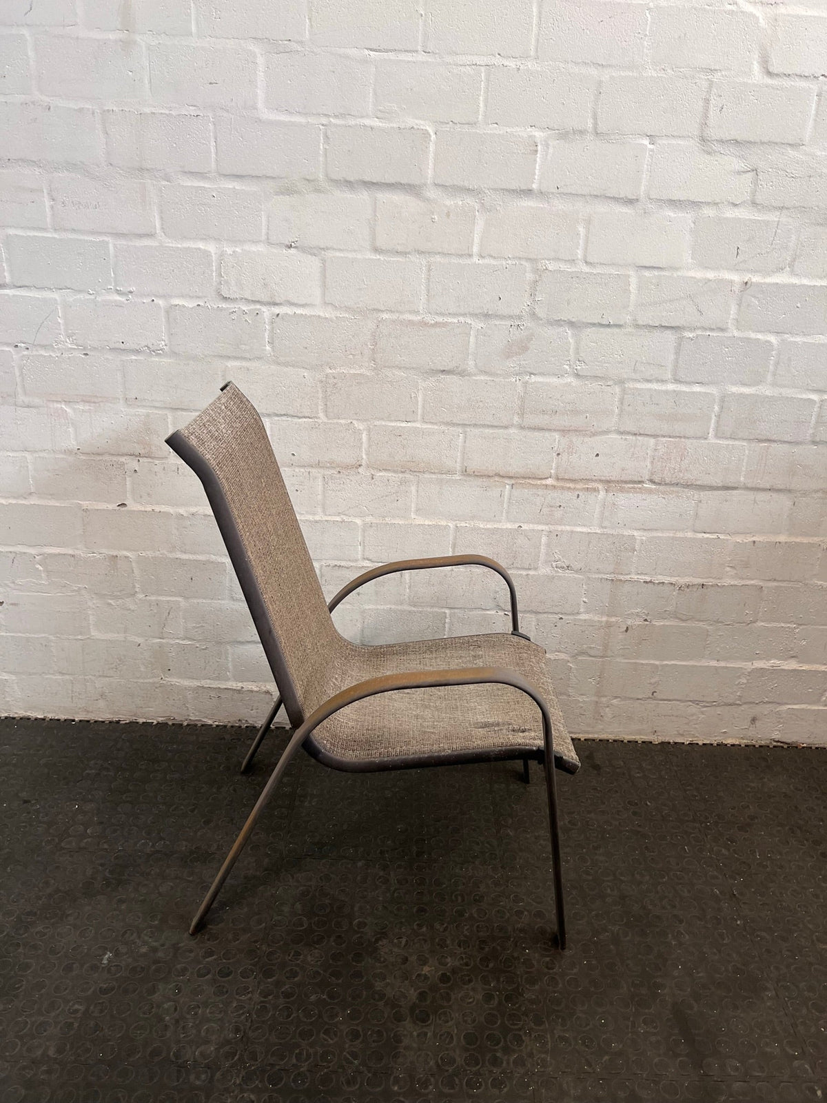 Grey Metal Framed Patio Chair (Some Tears in Material)