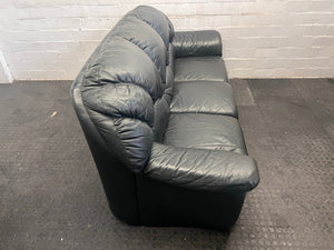 Black Three Seater Leather Couch (Slight Peeling of Leather) - REDUCED
