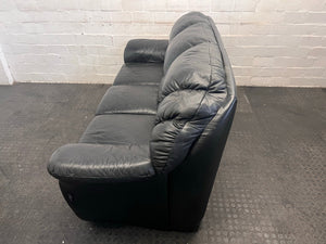 Black Three Seater Leather Couch (Slight Peeling of Leather) - REDUCED