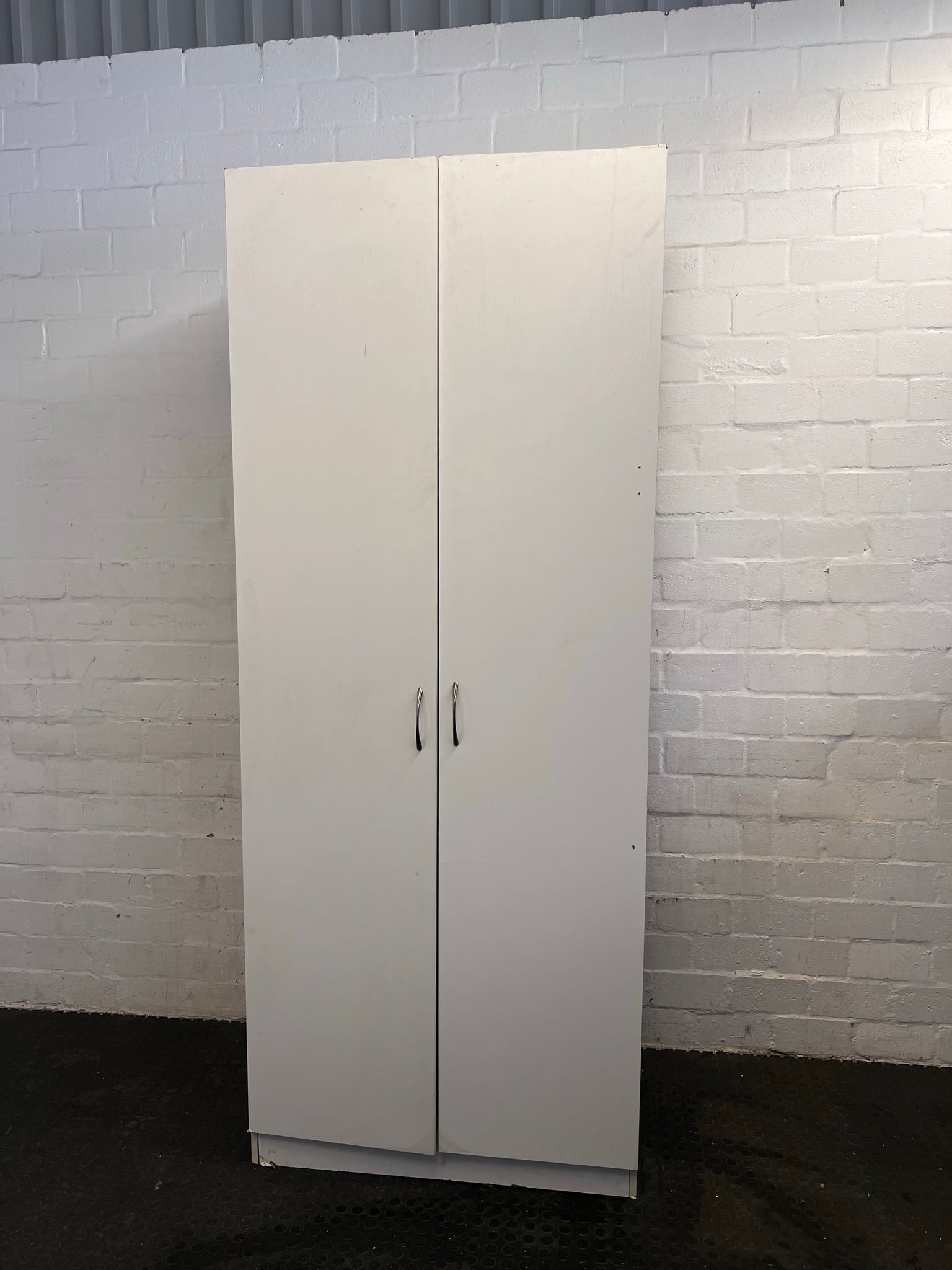 White Two Door Moveable Cupboard (Some Damage/Chipping)