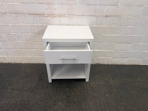 White One Drawer Bedside Table - PRICE DROP