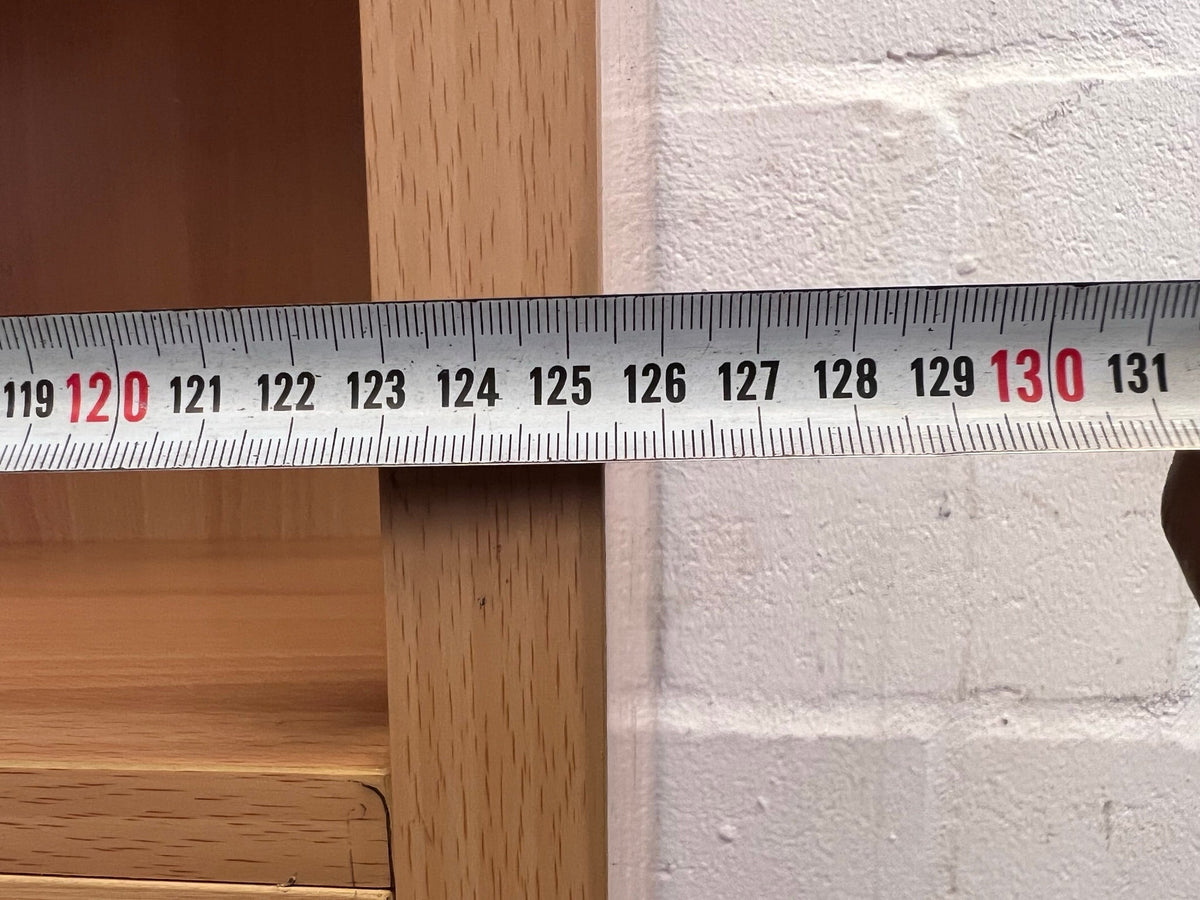 Light Wood Print L-Shaped Desk and Shelves