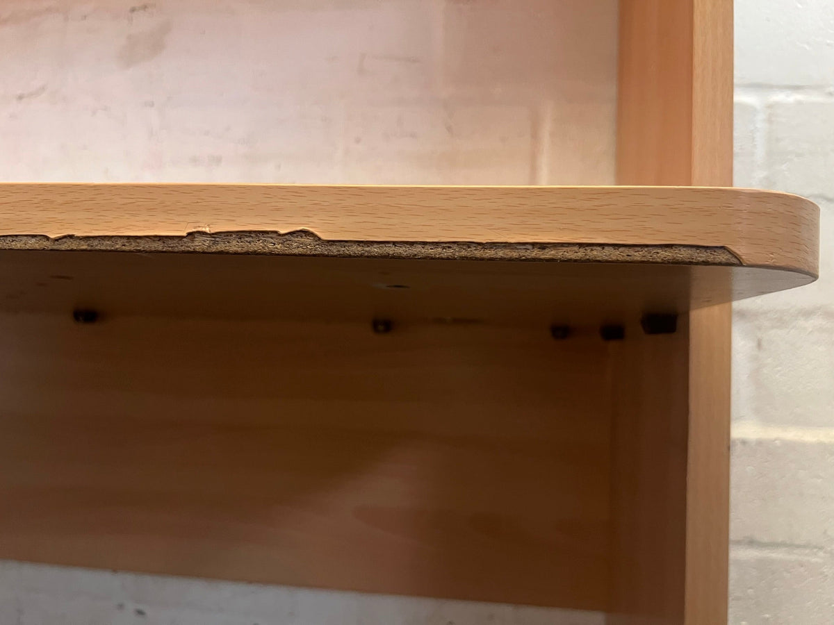 Light Wood Print L-Shaped Desk and Shelves