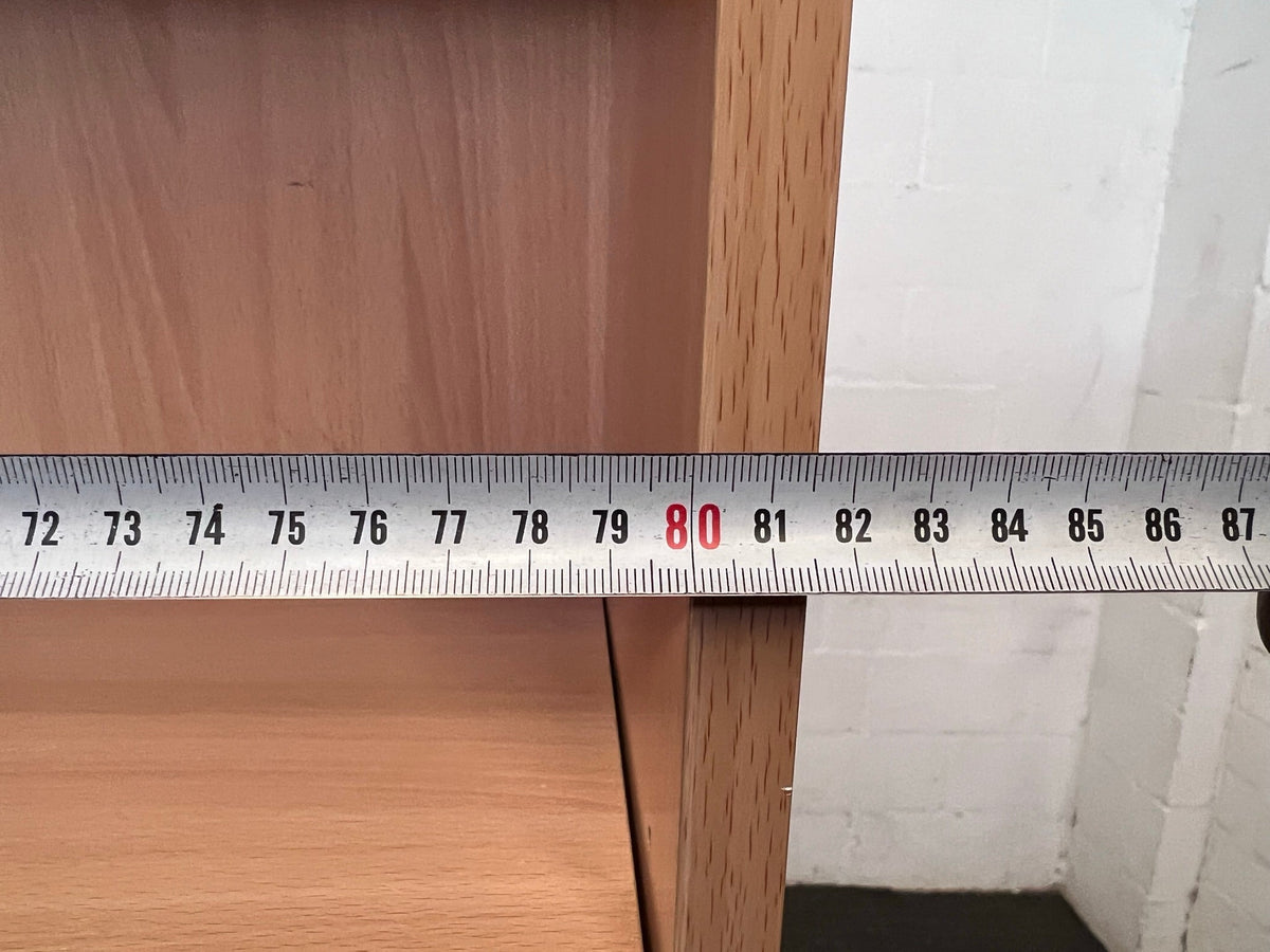 Light Wood Print L-Shaped Desk and Shelves