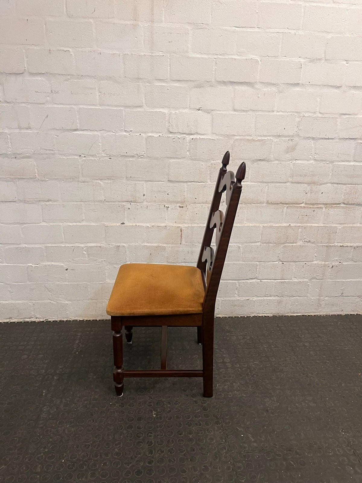 Wooden Dining Chair with Mustard Fabric Seat - PRICE DROP