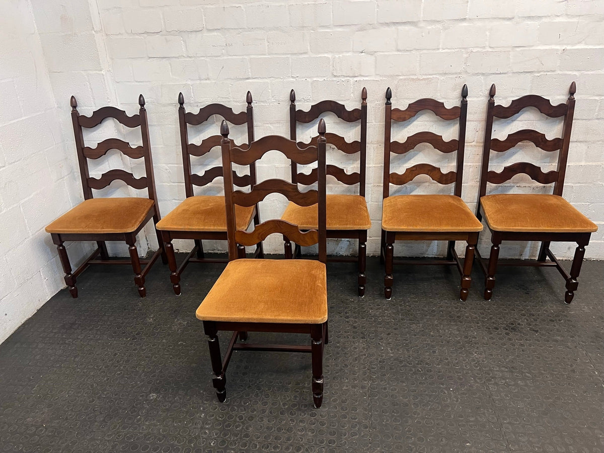 Wooden Dining Chair with Mustard Fabric Seat - PRICE DROP