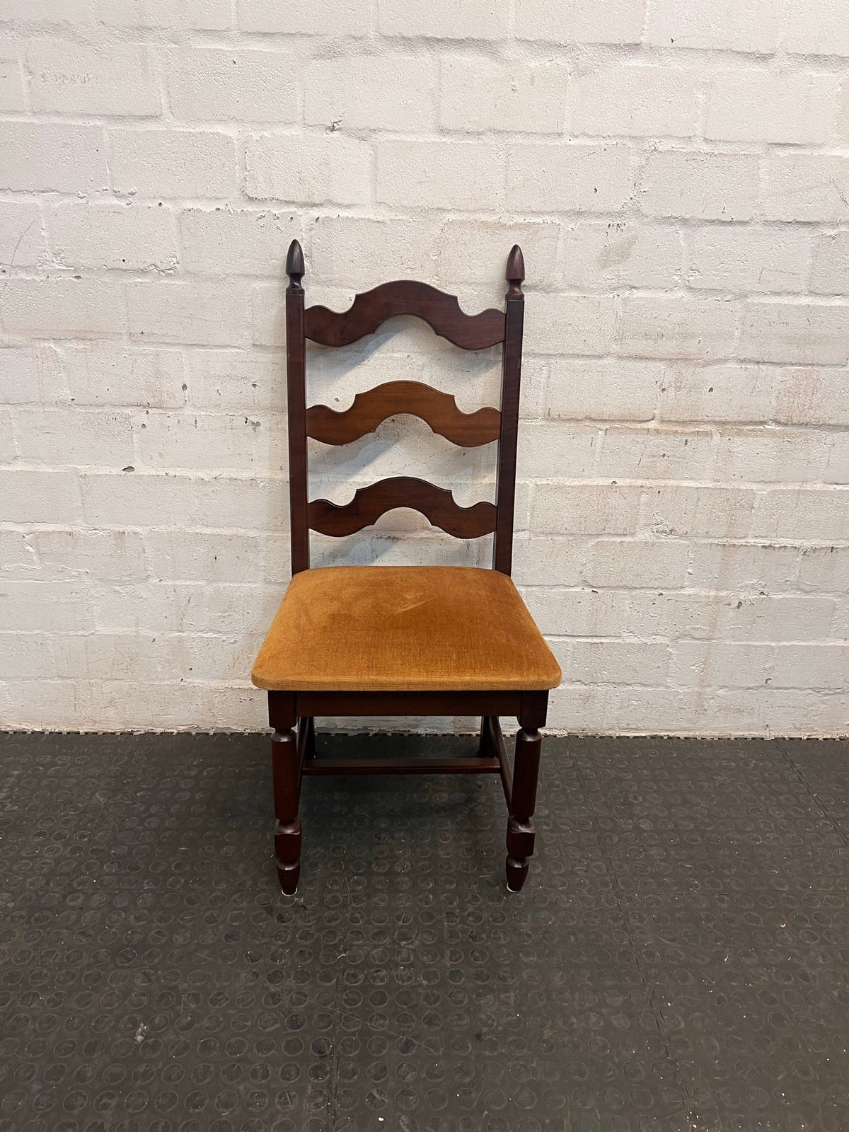 Wooden Dining Chair with Mustard Fabric Seat - PRICE DROP