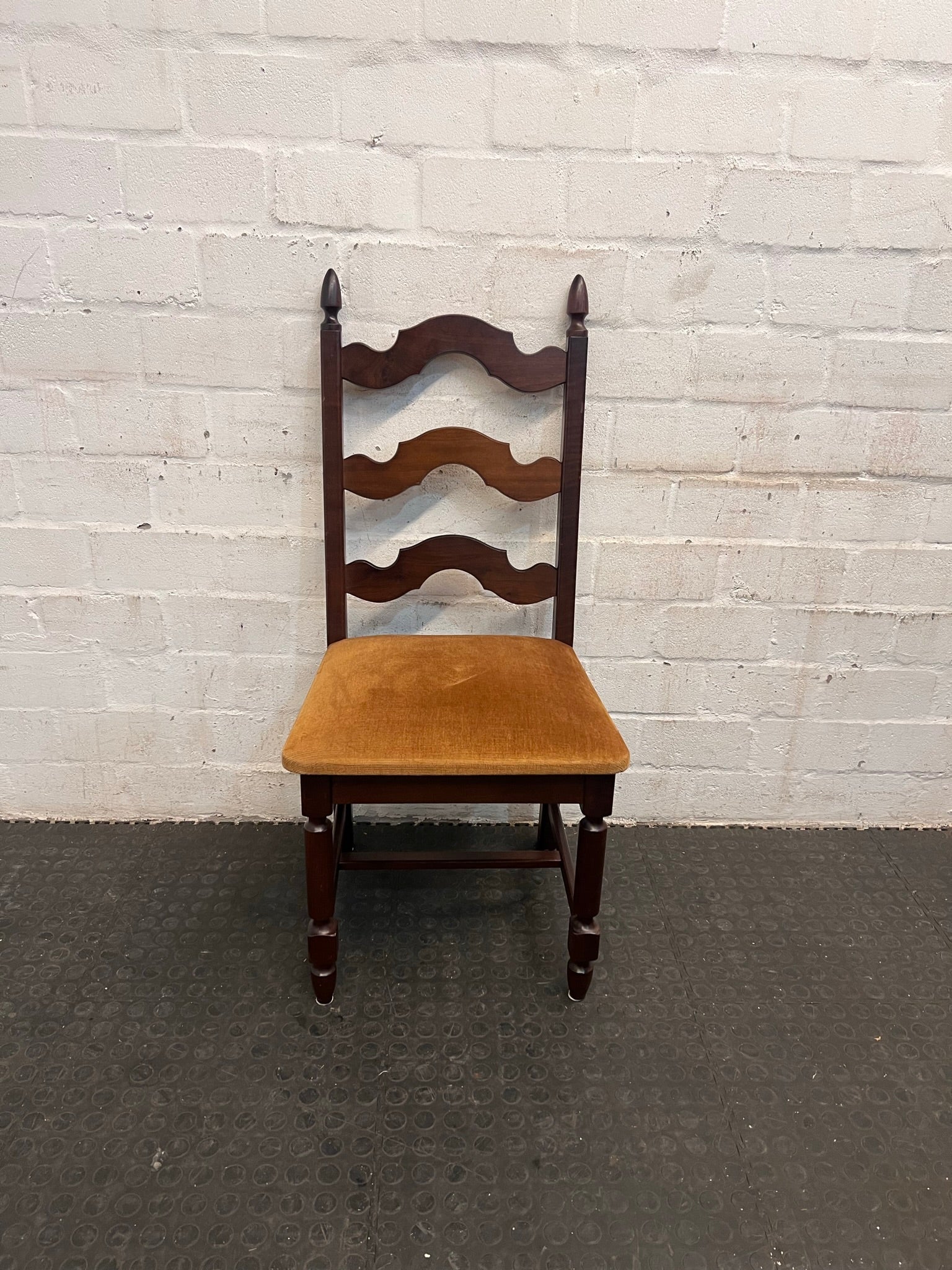Wooden Dining Chair with Mustard Fabric Seat