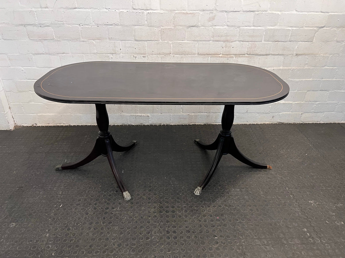Oval Shaped Dark Wood Dining Table (Missing Glide) - REDUCED