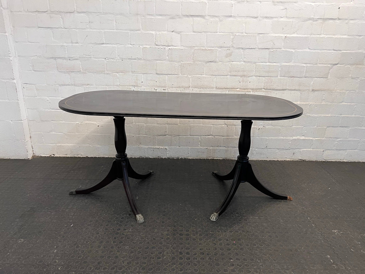 Oval Shaped Dark Wood Dining Table (Missing Glide) - REDUCED