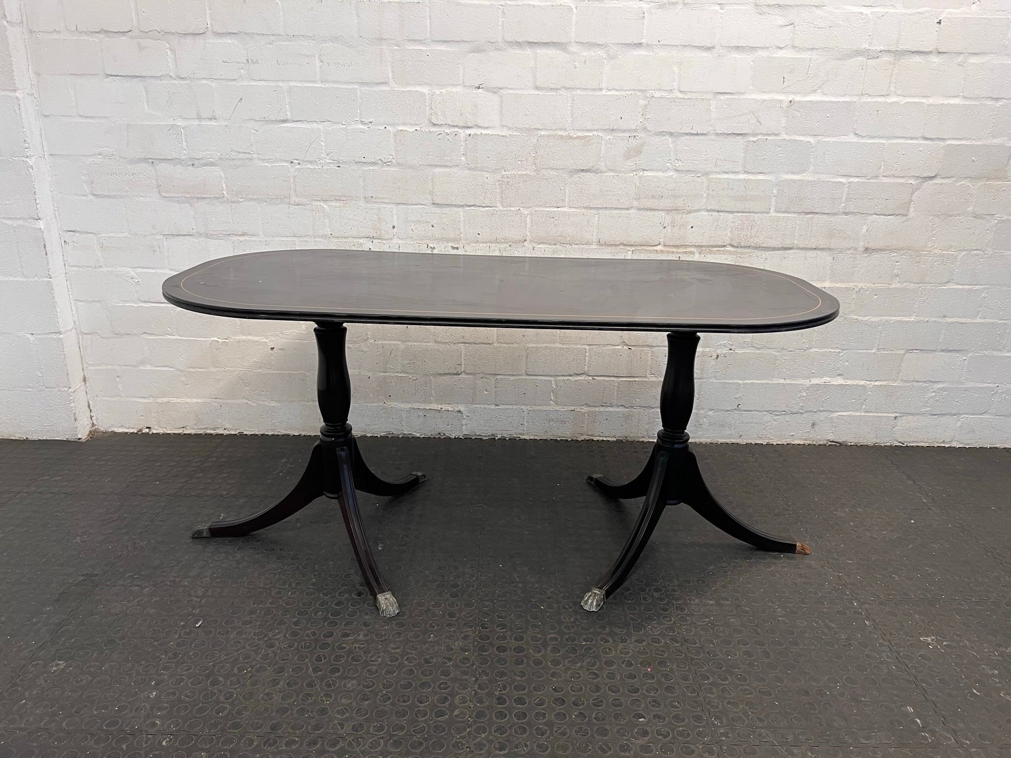 Oval Shaped Dark Wood Dining Table (Missing Glide)