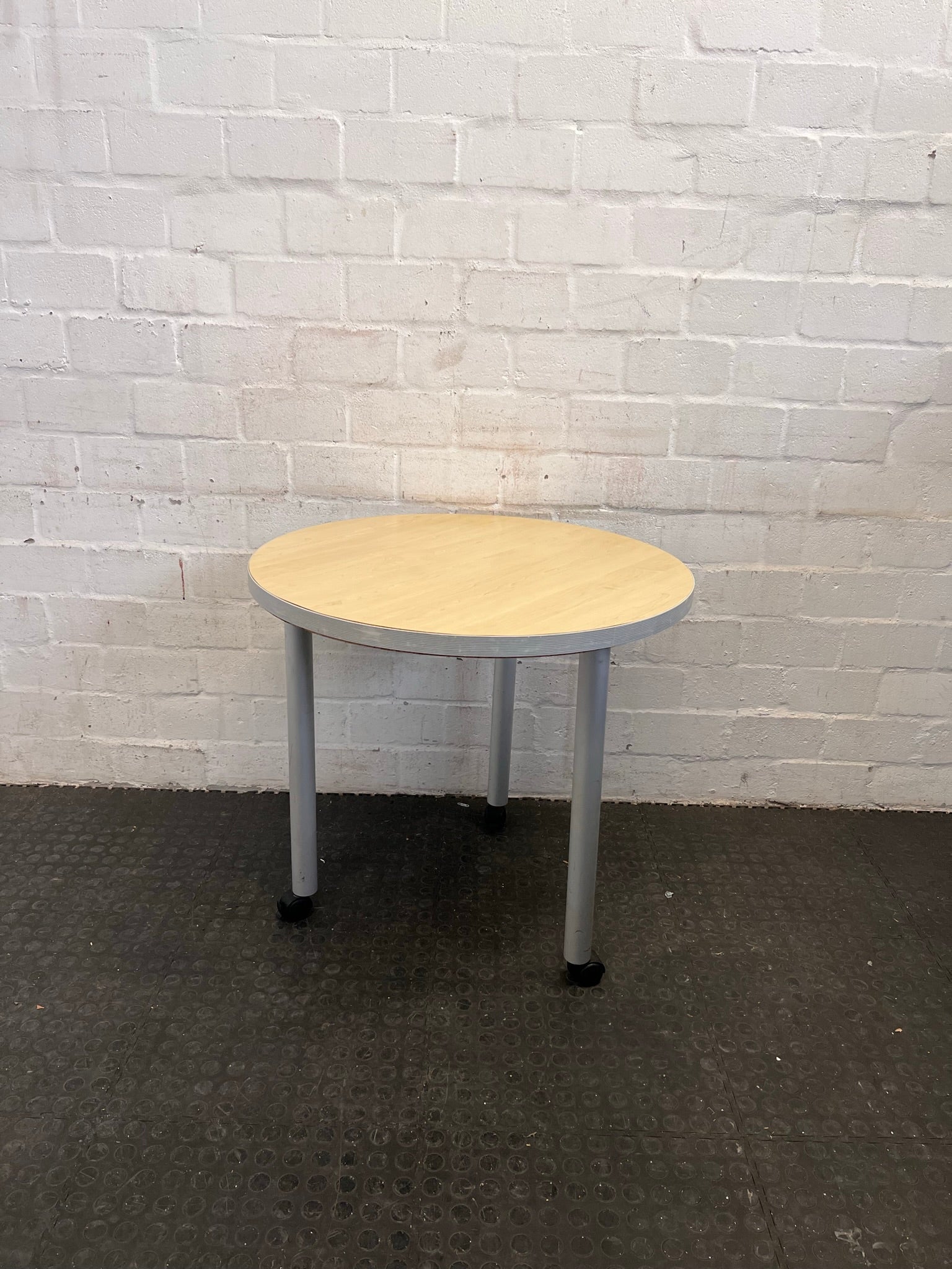 Round Office Side Table on Wheels