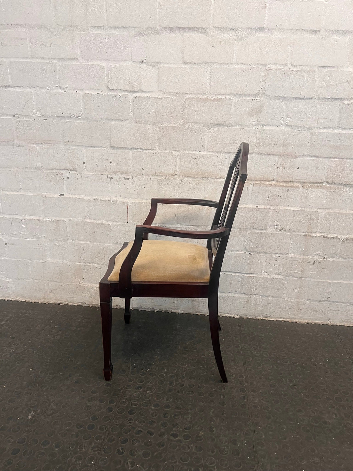 Wooden Dining Chair with Cream Cushioned Seat (Arm Rests) - PRICE DROP