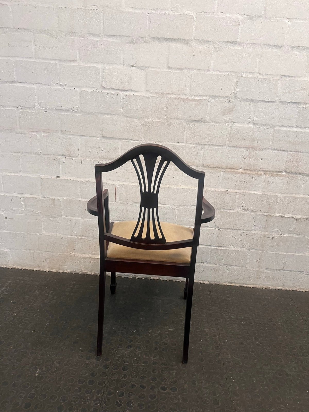 Wooden Dining Chair with Cream Cushioned Seat (Arm Rests) - PRICE DROP