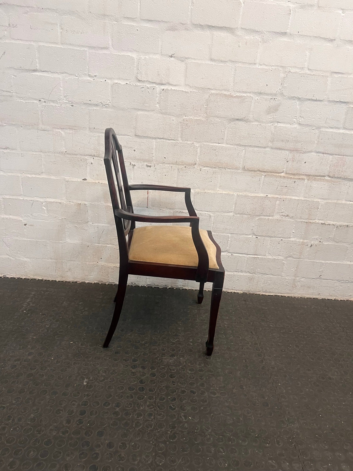 Wooden Dining Chair with Cream Cushioned Seat (Arm Rests) - PRICE DROP