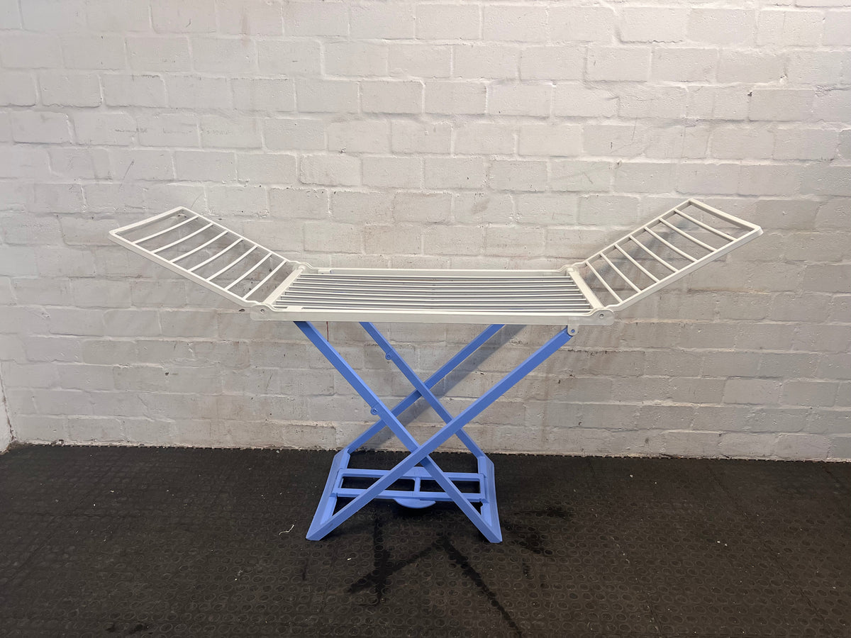 Blue and White Folding Laundry Rack