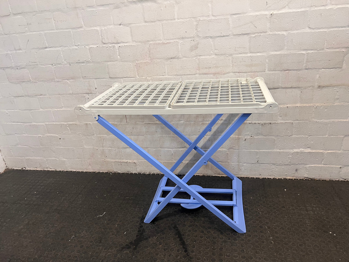 Blue and White Folding Laundry Rack