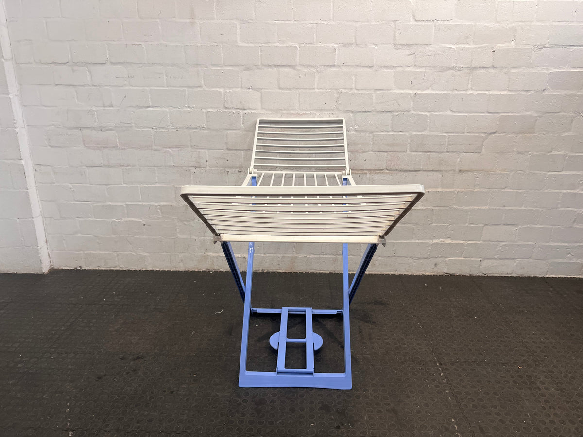 Blue and White Folding Laundry Rack