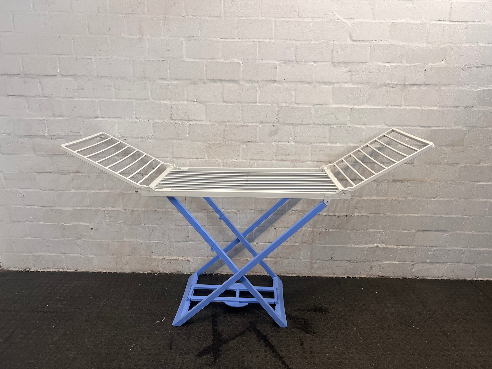 Blue and White Folding Laundry Rack