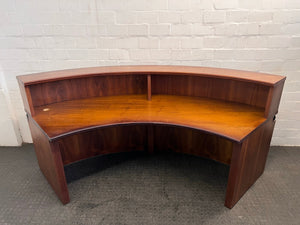 Curved Kiaat Wood Reception Desk - REDUCED