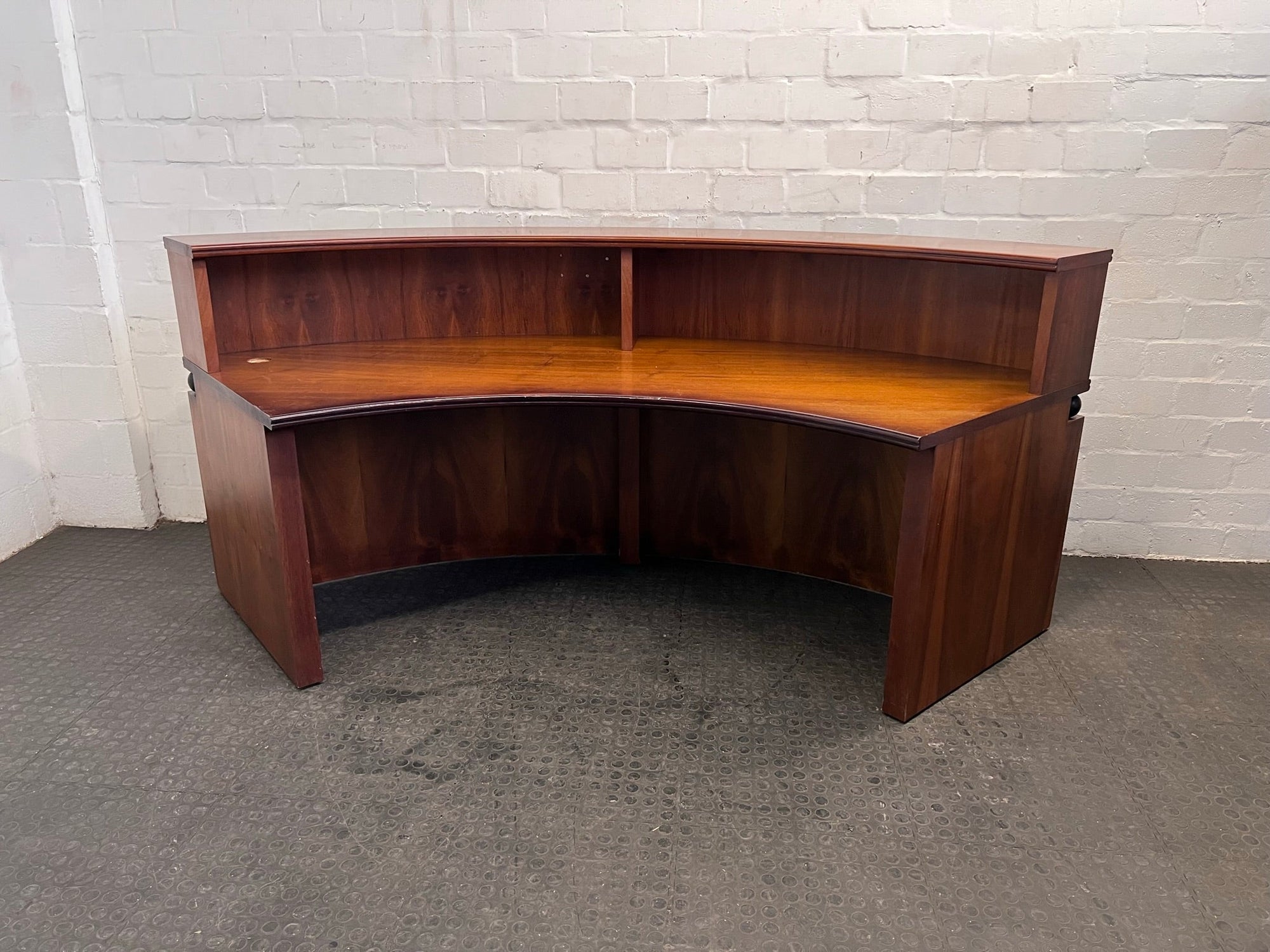 Curved Kiaat Wood Reception Desk