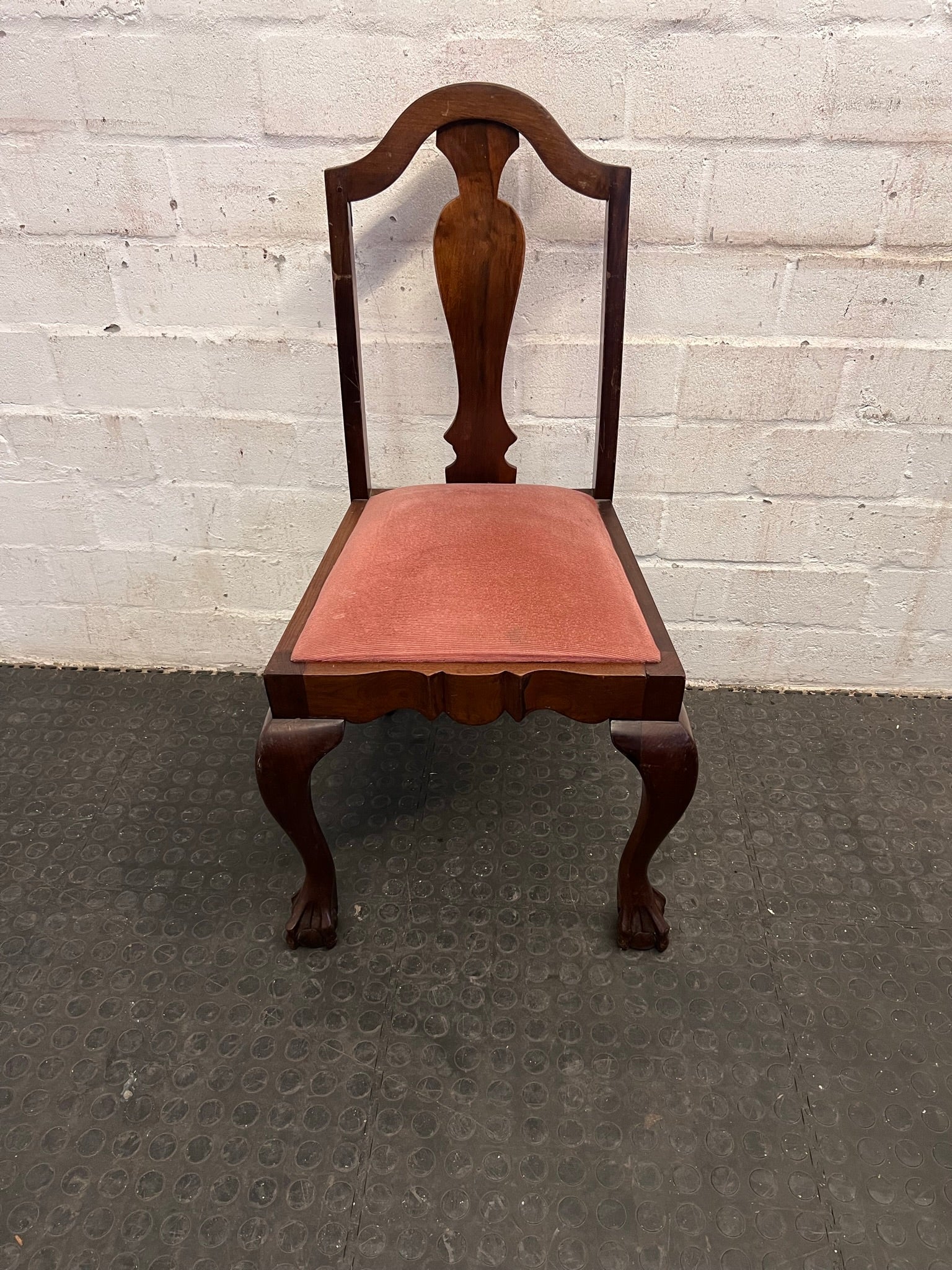 Wooden Ball and Claw Dining Chair with Red Cushioned Seat - PRICE DROP