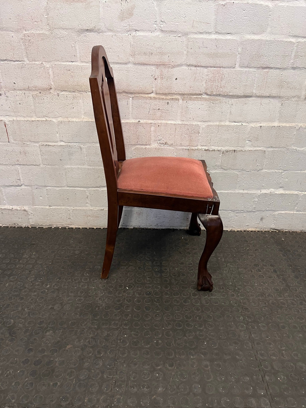 Wooden Ball and Claw Dining Table with Red Cushioned Seat (Slight Damage) - PRICE DROP