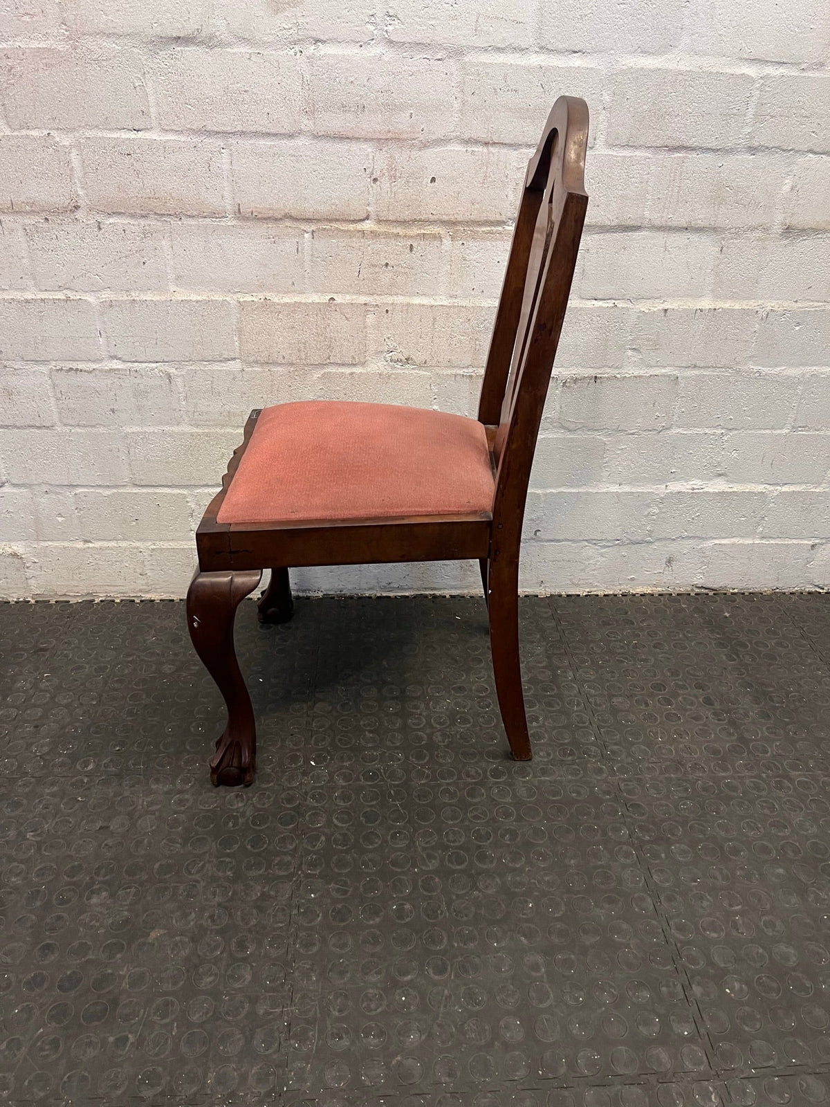 Wooden Ball and Claw Dining Table with Red Cushioned Seat (Slight Damage) - PRICE DROP