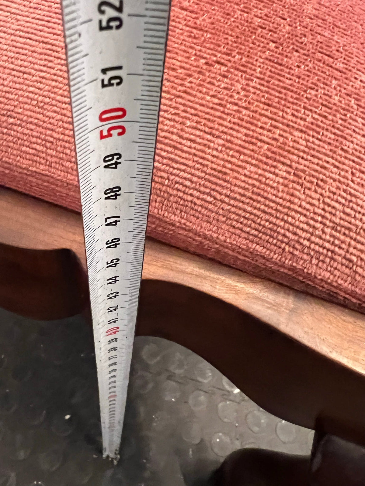 Wooden Ball and Claw Dining Table with Red Cushioned Seat (Slight Damage) - PRICE DROP