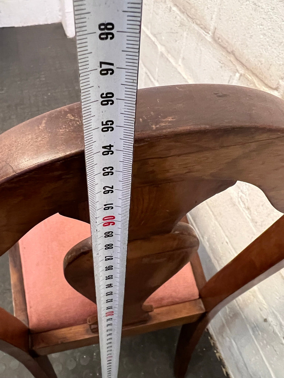 Wooden Ball and Claw Dining Table with Red Cushioned Seat (Slight Damage) - PRICE DROP