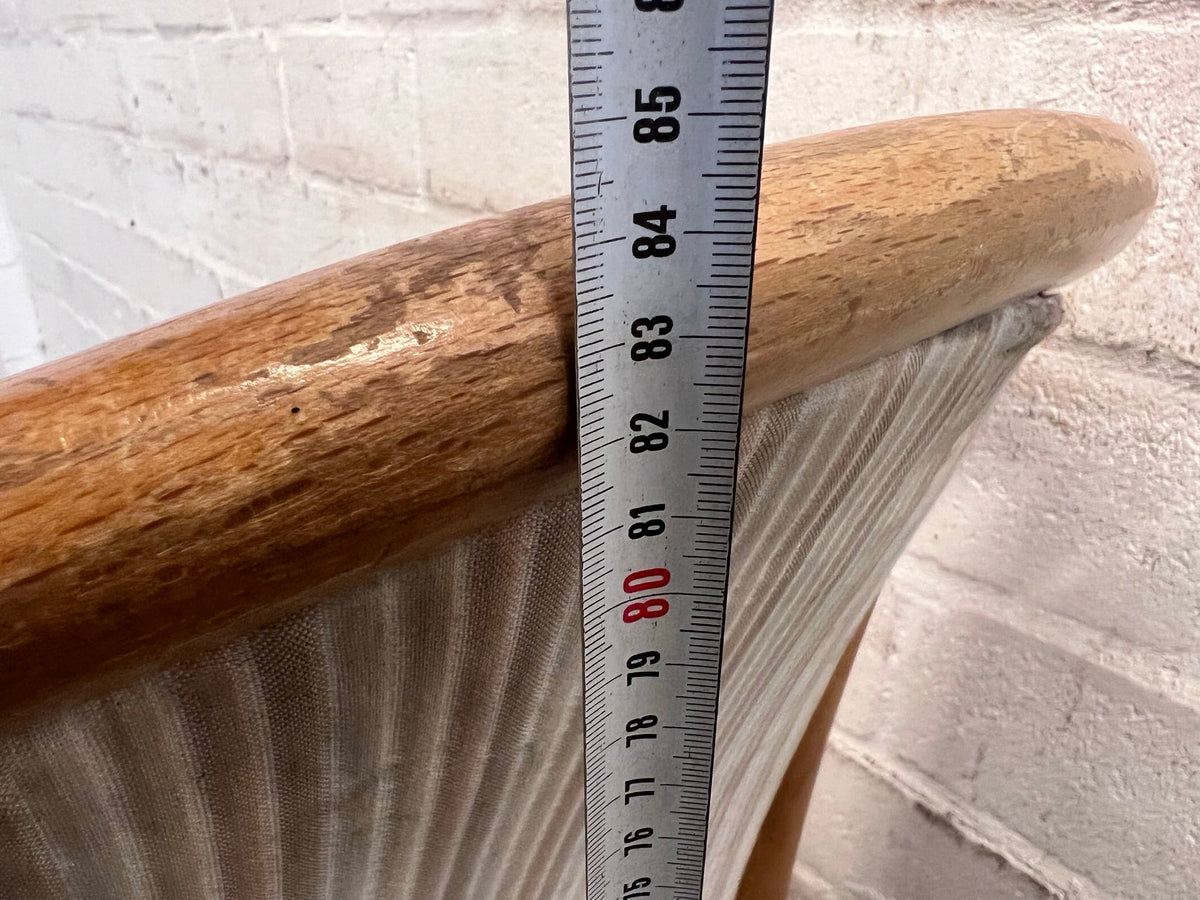 Wooden Framed and Striped Cushioned Arm Chair (Slight Tears in Seat) - PRICE DROP