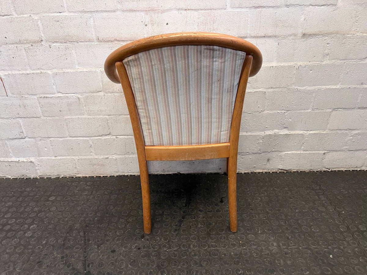 Wooden Framed and Striped Cushioned Arm Chair (Slight Tears in Seat) - PRICE DROP