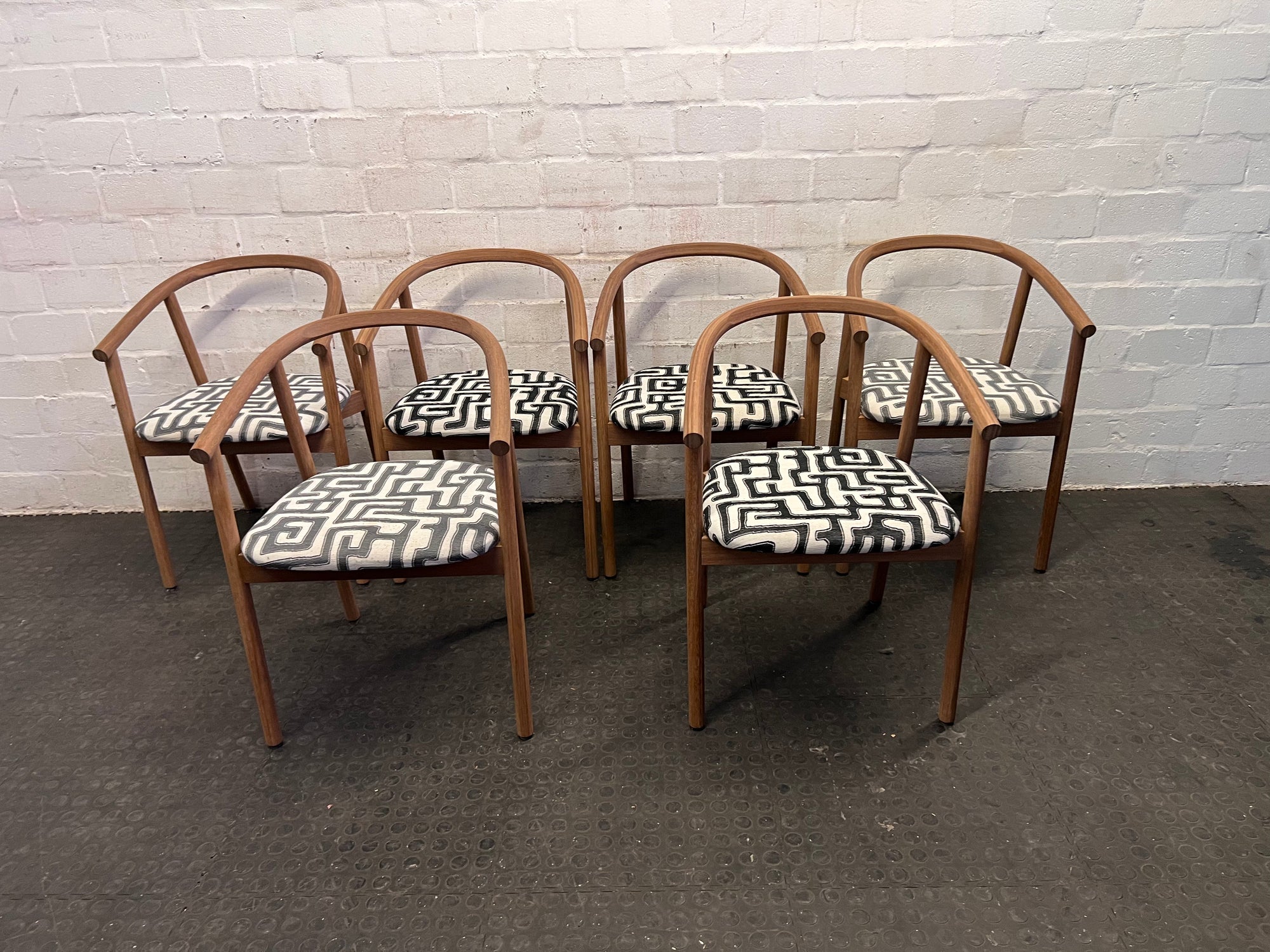 6 Modern Iron Wood Dining Chairs Designed by James Mudge (Sold as a set)