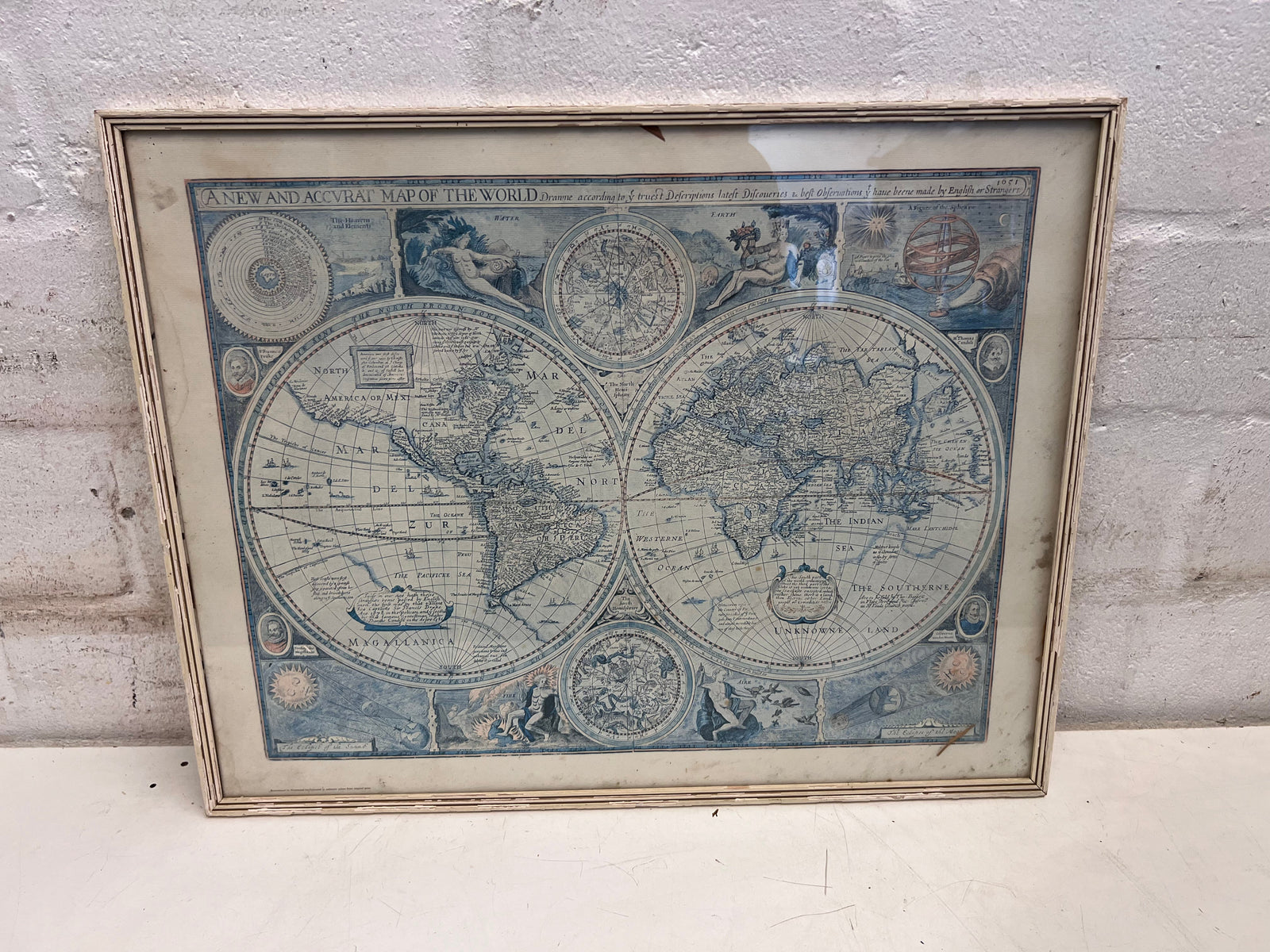 Framed Blue Map Art