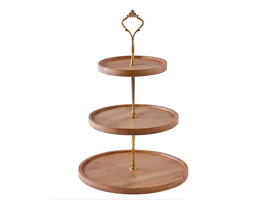 3-Tier Round Bamboo Dessert Display Stand Serving Platter - 3-Tier Bamboo Dessert Stand Serving Platter Perfect For Displaying Your Desserts Cakes Many More
