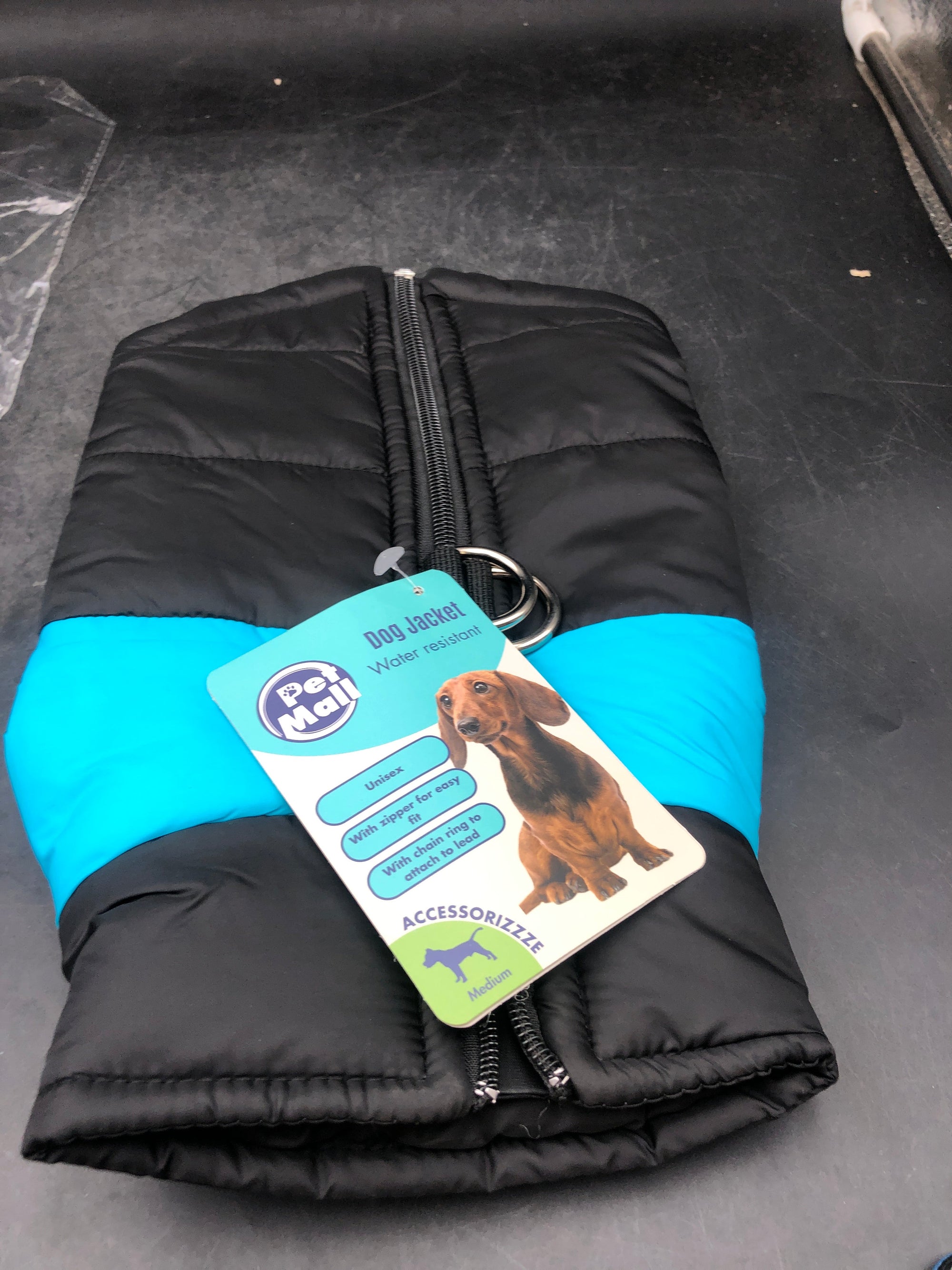 Blue Waterproof Winter Dog Jacket - Blue / Black - M