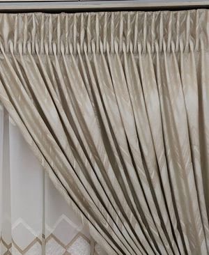 Curtain Set - 5 5m Vmate WATERFALL TAPE 5m 18108 Linen Embroidered Voile - Readymade Curtain Set