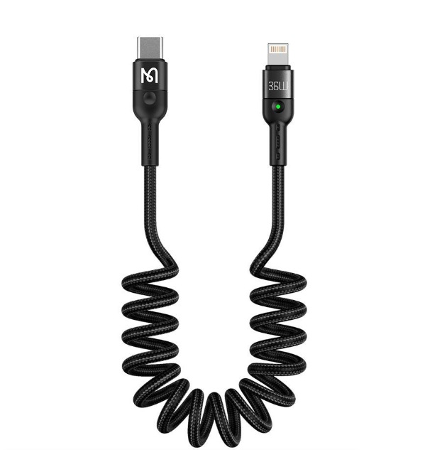 Mcdodo Lightning Coiled Fast Charging Cable For Apple iPhone iPad 36W USB C - Omega Series Lightning Charging Cable. Apple iPhone iPad AirPods Charging Cable. Car Charger. WORKING COMPLETELY