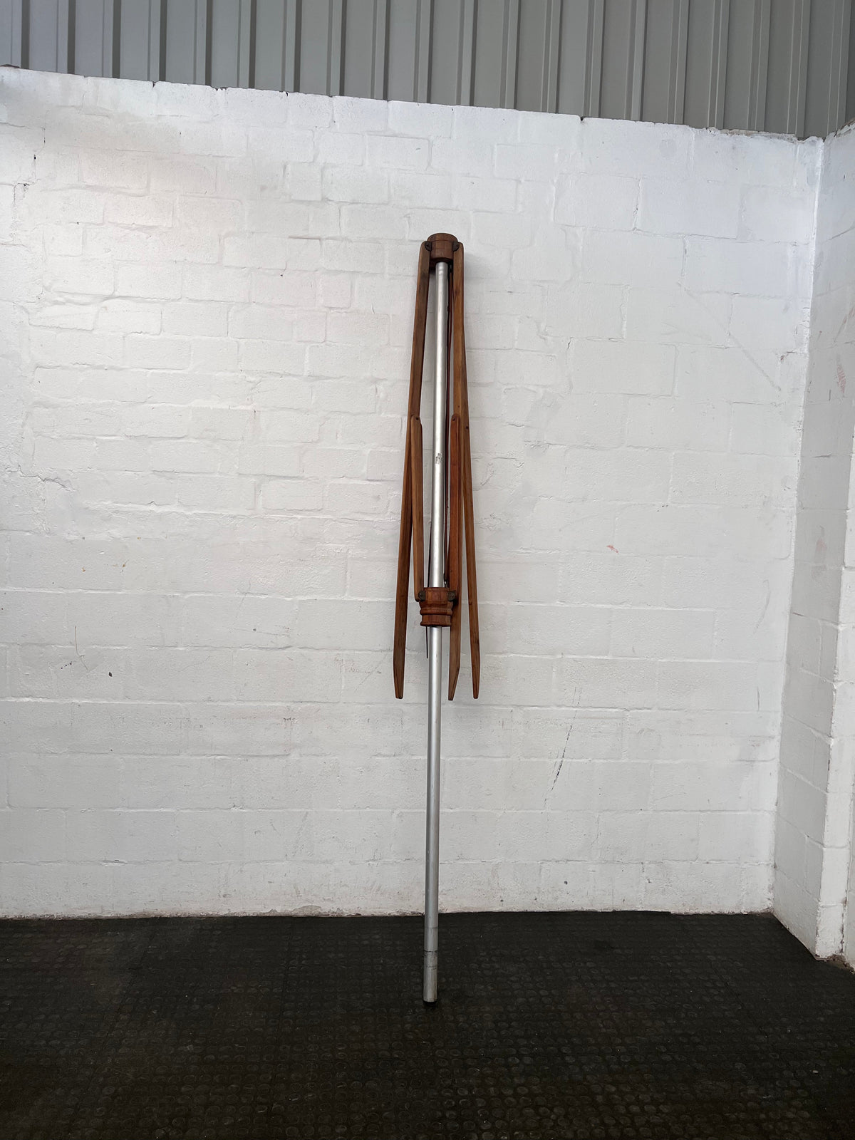 Metal and Wood Outdoor Umbrella No Canvas